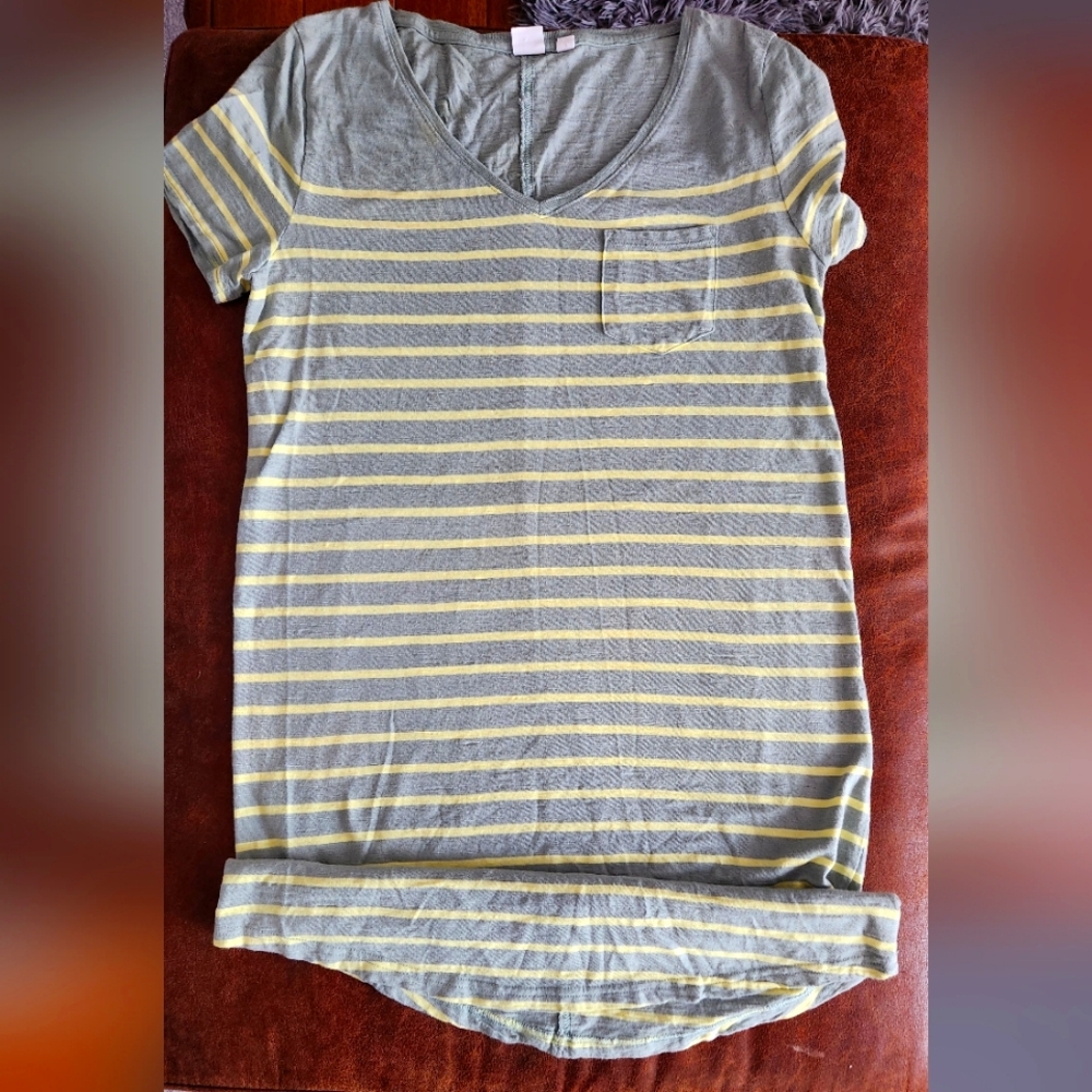 Gap Striped Green and Yellow T- Shirt Dress
